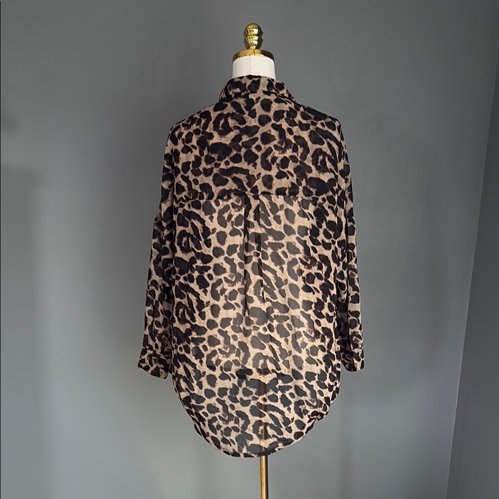 French Connection sheer leopard print blouse - Picture 3 of 5